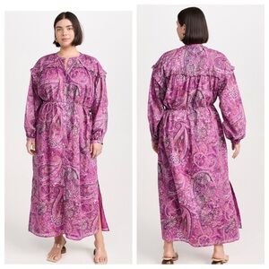 Cleobella Ellen Ankle Maxi Sun Dress Caymen Floral Puff Sleeve Womens Large